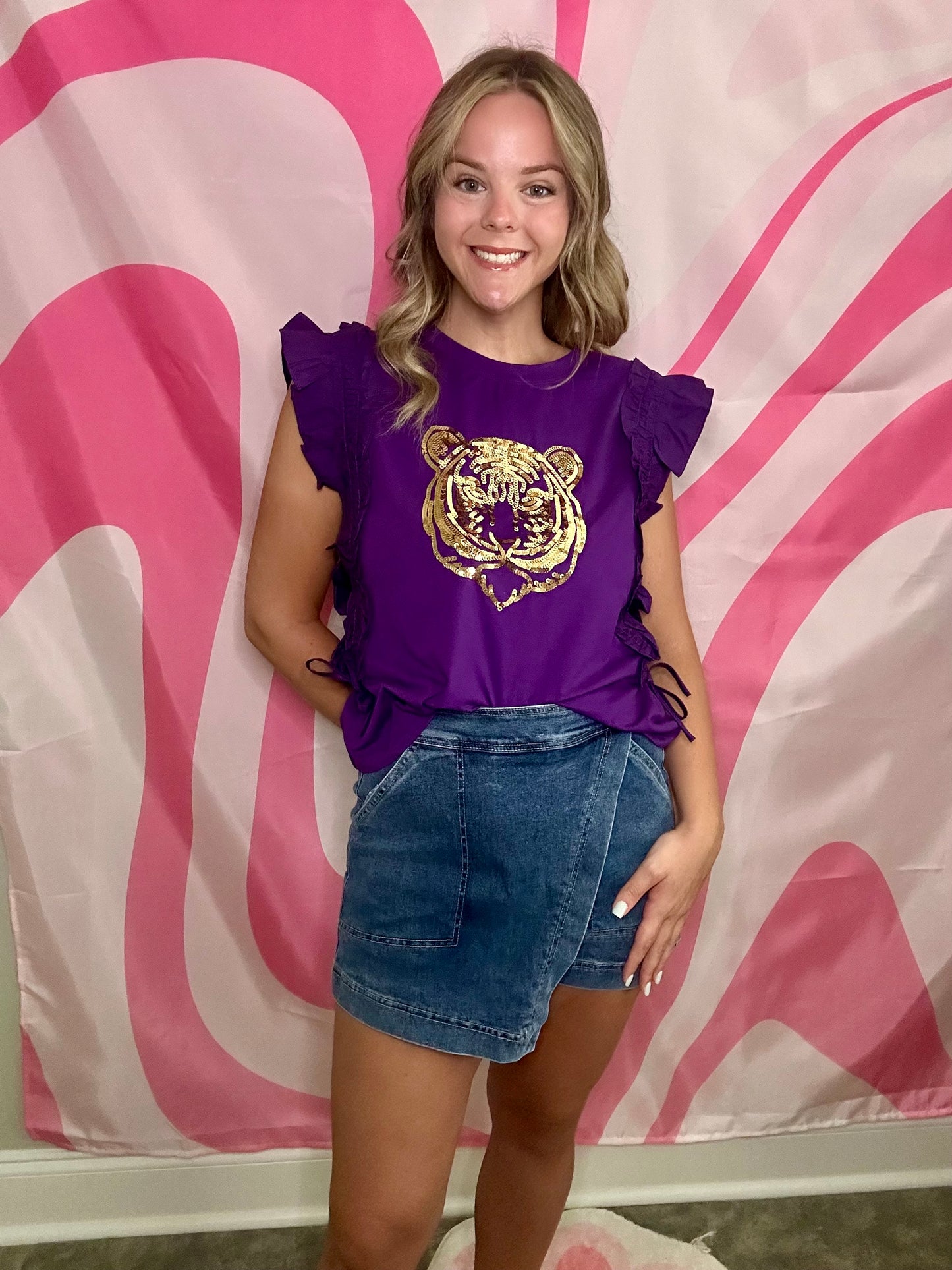 LSU Sequin Top