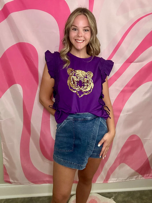 LSU Sequin Top