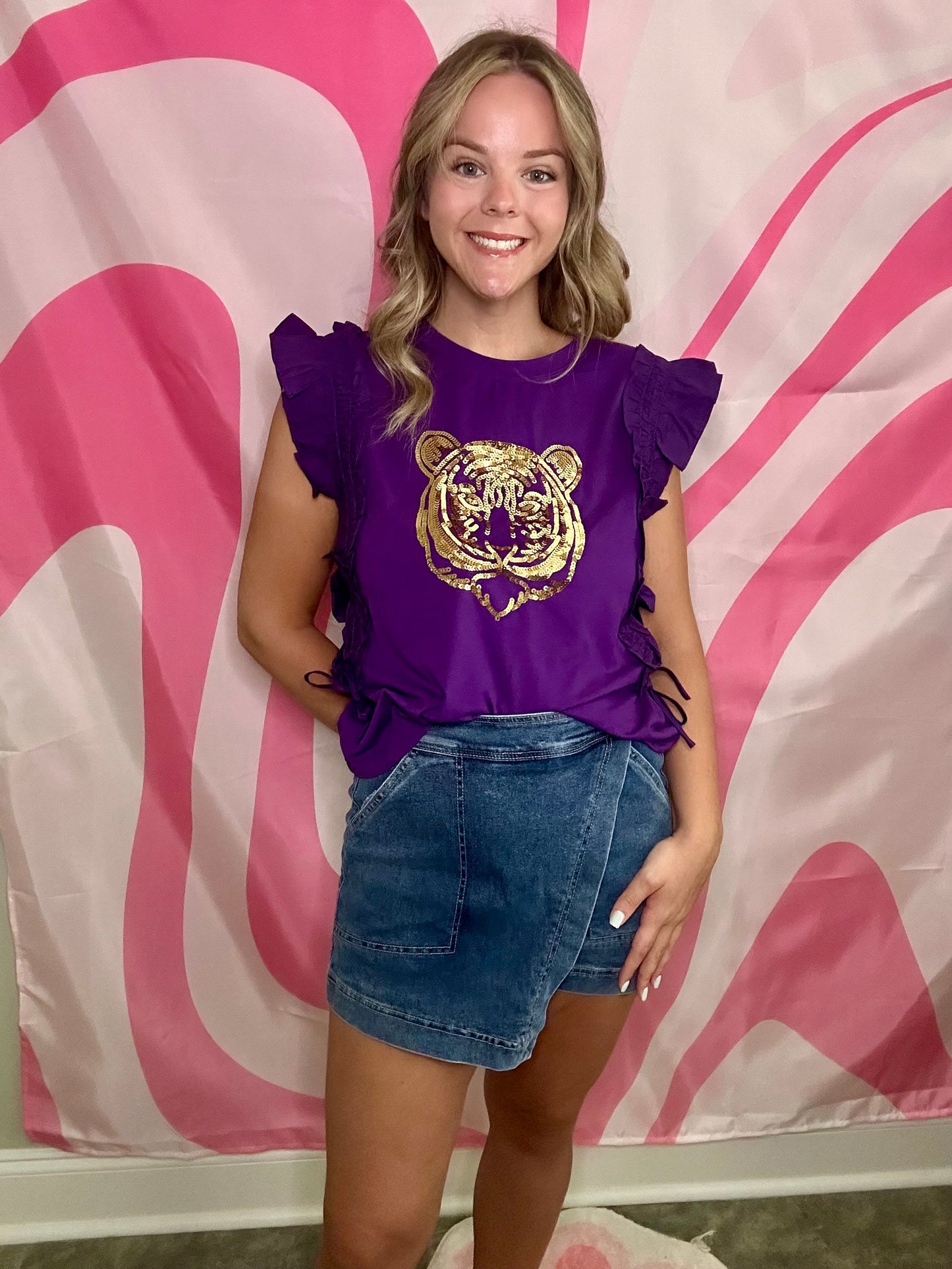 LSU Sequin Top