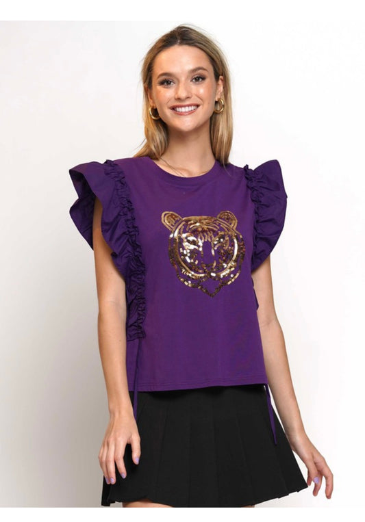 LSU Sequin Top