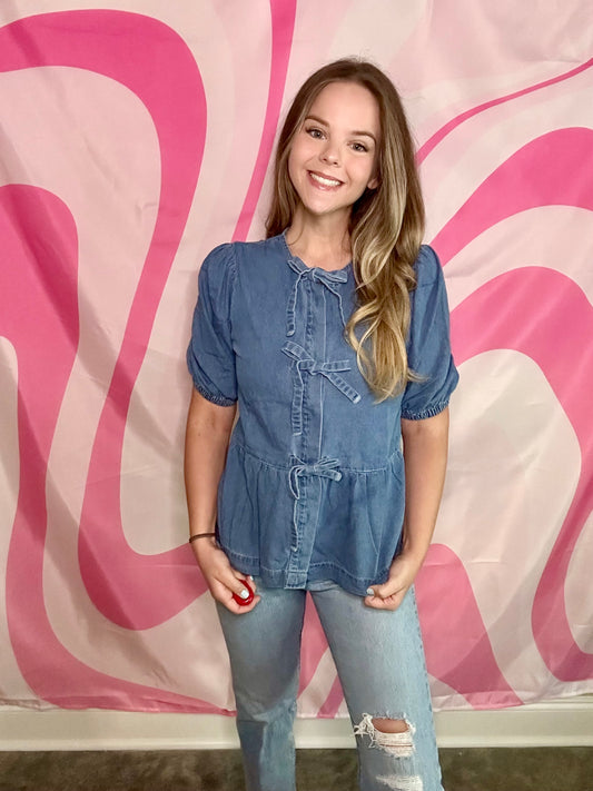 Denim Tie Top